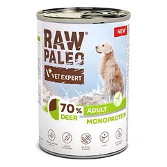 RAW PALEO Monoprotein Deer Adult 6x400g su elnio mėsa, šlapias šunų maistas