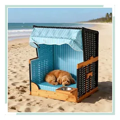 Šunų guolis Relaxdays 10053176_470, Su pasukamu dubeniu, 75 × 95 × 65 cm — 3 nuotrauka