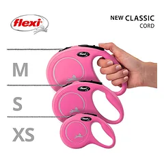 FLEXI pavadėlis šuniui New Classic XS virvinis 3m, rožinis — 4 nuotrauka