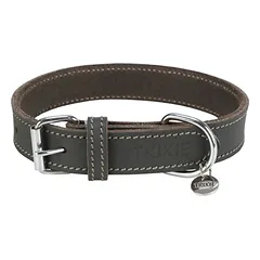 TRIXIE Rustic rieb. odos antkaklis, S-M 34-40cm/25mm, pilkas
