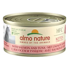 Almo Nature HFC Complete Made In Italy Kitten su lašiša ir tunu, kačiukams, 70 g