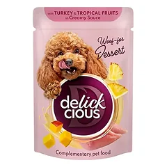 Delickcious gabaliukai su kalakutiena ir tropiniais vaisiais kreminiame padaže šunims, 80 g photo
