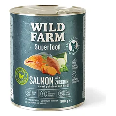 WILD FARM Superfood Salmon (lašiša su cukinijomis, saldžiosiomis bulvėmis ir žolelėmis) 800 g pašaro šunims be grūdų