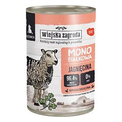 WIEJSKA ZAGRODA Ėriena – monobaltyminis drėgnas maistas šuniukams, 400 g