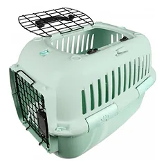 Europet Bernina transportavimo narvas M/L su metalinėmis durelėmis, žalias, katėms ir šunims iki 10 kg, 49x32x32 cm