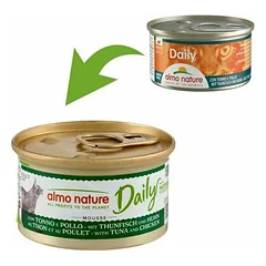 Almo Nature Daily lengvas paštetas su tunu ir vištiena, drėgnas maistas katėms 85 g — 2 nuotrauka