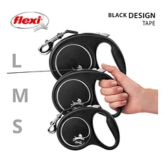 FLEXI pavadėlis šuniui Black Design S juostinis 5m, juodas — 4 nuotrauka