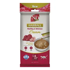 FARMINA N&D Quinoa Cat Hairball Cream Chicken and Tuna 60 g su vištiena ir tunu, plaukų kamuoliukus mažinantis kremas katėms