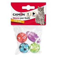 CAMON katėms 4 įvairūs kamuoliukai su varpeliu 4cm