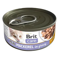 BRIT Care Cat Real Mackerel in Gravy 80 g makrelių filė sultinyje, drėgnas kačių maistas