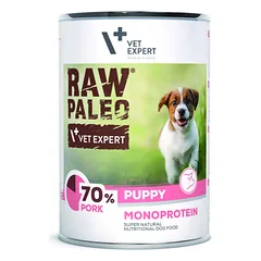 Raw Paleo Puppy Can, konservuotas pašaras šunims su kiauliena 400g x 6 vnt.
