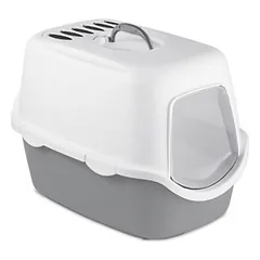 StefanPlast Cathy kačių tualetas su dangčiu ir filtru, balta/pilka, 56x40x40 cm
