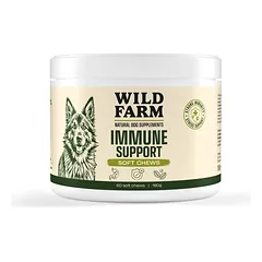 WILD FARM MINKŠTOS KRAUJOS – Immune Support 180 g (60 vnt.) Natūrali pagalba šuns imuninei sistemai ir gyvybingumui