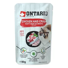 ONTARIO Chicken & Crab – konservai katėms su vištiena ir krabais sultinyje