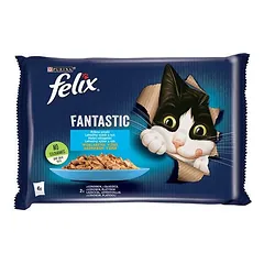FELIX Žuvies skoniai drebučiuose su lašiša ir plekšnėmis 4x85g