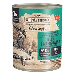 WIEJSKA ZAGRODA Miško skoniai Elniena su kiauliena šlapias šunų maistas 12x800 g