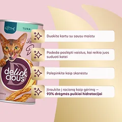 DELICKCIOUS pašaro papildas suaugusioms katėms - sriuba su tunu, 140 g — 4 nuotrauka