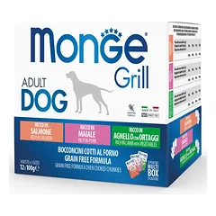 M17503 Monge GRILL MIX Dog Adult salmon/pork/lamb 100gx12