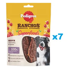 PEDIGREE Ranchos Superfoods 7x70 g papildomas ėdalas suaugusiems šunims su kalakutiena, spanguolėmis ir ryžiais
