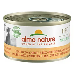 Almo Nature HFC Natural vištiena su morkomis ir ryžiais, drėgnas maistas šunims 95 g