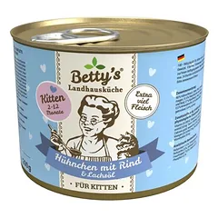 Betty's Landhausküche Kitten vištiena ir jautiena, drėgnas maistas kačiukams, Kačiukams vištiena ir jautiena 6 x 200g — 2 nuotrauka