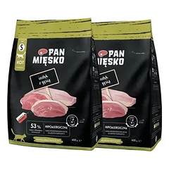 PAN MIŠKO Kalakutas su žąsimi katėms traškučiai S 2x400 g — 1 nuotrauka