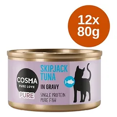 Cosma Pure drėgnas maistas katėms, ekonominė pakuotė 12 x 80 g