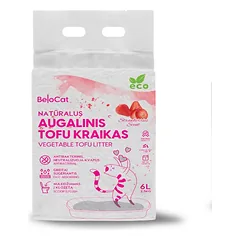 Tofu kraikas katėms Belocat Braškių kvapo 6 L x 8 vnt ( dėžė )
