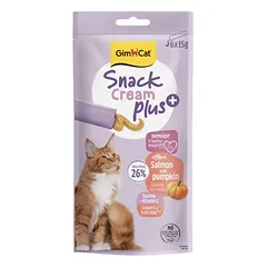 GimCat Snack Cream Salmon & Pumpkin (Senior) skanėstas katėms su lašiša ir moliūgu, 6x15g