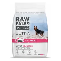 RAW PALEO Ultra sausas maistas mažų veislių suaugusiems šunims su kiauliena 750 g