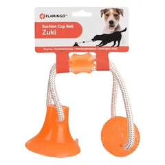 Flamingo Zuki TPR kamuolys su siurbtuku šunims, oranžinis