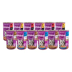WHISKAS skardinė suaugusiems 12x400 g skonių mišinys