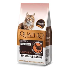QUATTRO visavertis sausas pašaras visų veislių kačiukams su vištiena (iki 12 mėnesių) 1.5 kg