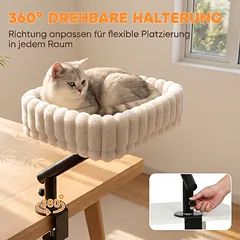 Katės guolis su reguliuojamu spaustuku ir 360° pasukamu laikikliu, baltas ir juodas, 35 × 35 × 50 cm — 5 nuotrauka