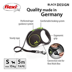FLEXI pavadėlis šuniui Black Design S juostinis 5m, žalias — 2 nuotrauka