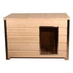 SunnyDogs isolierte Holz-Hundehütte mit Flachdach