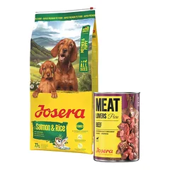 JOSERA Mother and Puppy Salmon with Rice 12,5kg skirta šuniukams, nėščioms ir žindančioms kalėms + 800 g skardinė NEMOKAMAI