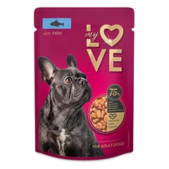 Pilnavertis konservuotas pašaras suaugusiems šunims su žuvimi MY LOVE 100g x 24
