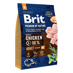 BRIT PREMIUM By Nature Adult M sausas maistas suaugusiems šunims su vištiena 3 kg