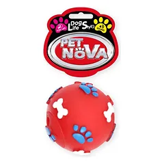 PET NOVA DOG LIFE STYLE Kamuolys su letenomis ir kaulais 6cm  raudonas