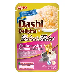 CIAO Dashi delight vištienos dribsniai su lašiša 40g