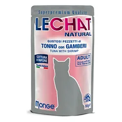 LeChat Natural Tuna With Shrimp konservai katėms drebułiuose, 80 g