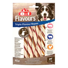 FLAVOURS trigubo skonio skanėstas šuniui, virvelės, 65g