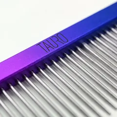 TAURO aliumininės šunų ir kačių šukos, tankių ir retų dantų, 22,5 cm, mėlynos-violetinės, pt-35 — 4 nuotrauka