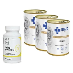 ENZO VET Urinary nuo šlapimo takų ligų su vištiena šunims 3x400g + LAB-V Šlapimo pH kontrolė 45 kapsulės