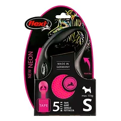 flexi New Neon juostinis pavadėlis, rožinis, 5 m, Dydis S: iki 15 kg — 3 nuotrauka