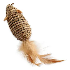 Magic Cat Toy Mouse Sea Grass With Feathers kačių žaislas, 18 cm