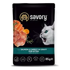 Savory Nassfutter für Kitten mit Lachs & Karotte