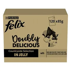 120 x 85 g didelė pakuotė Felix + 24 x 40 g Sauce Time su vištienos ir kalakutienos skoniu dovanų! drėgnas maistas katėms