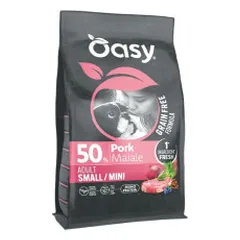 Oasy Grain Free Adult Small/Mini sausas pašaras su kiauliena mažų veslių šunims